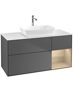 Villeroy und Boch Finion Villeroy und Boch F831PCGK 120cm, plaque de finition blanc mat, étagères Oak Veneer , anthracite mat