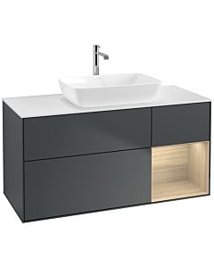 Villeroy und Boch Finion Villeroy und Boch F831PCHG 120cm, plaque de finition blanc mat, étagères Oak Veneer , Midnight Blue Matt Lacquer