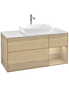 Villeroy und Boch Finion Villeroy und Boch F831PCPC 120cm, plaque de finition blanc mat, étagères Oak Veneer , Oak Veneer