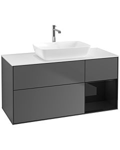 Villeroy und Boch Finion Villeroy und Boch Finion F831PHGK 120cm, cover plate white matt, shelves glossy black lacquer, anthracite matt