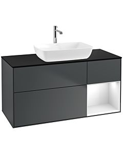 Villeroy und Boch Finion Villeroy und Boch F832GFHG 120cm, plaque de finition noir mat, étagères laqué blanc brillant, Midnight Blue Matt Lacquer