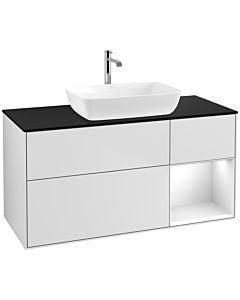 Villeroy und Boch Finion Villeroy und Boch Finion F832GFMT 120cm, cover plate black matt, shelves Glossy white lacquer, white matt lacquer