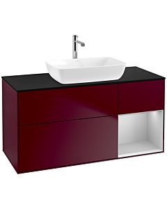 Villeroy und Boch Finion Villeroy und Boch F832GJHB 120cm, plaque de finition noir mat, étagères laqué gris clair mat, Peony Matt