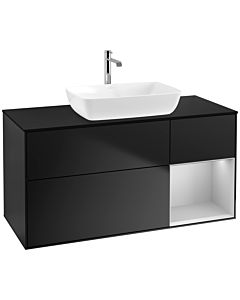 Villeroy und Boch Finion Waschtischunterschrank F832GJPD 120cm, Abdeckplatte black matt, Regale Light grey matt lacquer, Black matt lacquer