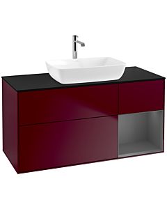 Villeroy und Boch Finion Waschtischunterschrank F832GKHB 120cm, Abdeckplatte black matt, Regale Anthracite matt lacquer, Peony Matt