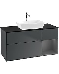 Villeroy und Boch Finion Villeroy und Boch F832GKHG 120cm, plaque de finition noir mat, étagères Laque anthracite mat, Midnight Blue Matt Lacquer