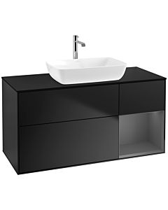 Villeroy und Boch Finion Villeroy und Boch F832GKPD 120cm, plaque de finition noir mat, étagères laqué mat anthracite, laqué noir mat