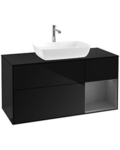 Villeroy und Boch Finion Villeroy und Boch F832GKPH 120cm, plaque de finition noir mat, étagères laqué mat anthracite, Glossy Black Lacquer