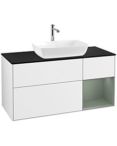 Villeroy und Boch Finion Villeroy und Boch Finion F832GMGF 120cm, cover plate black matt, shelves olive matt lacquer, glossy white lacquer