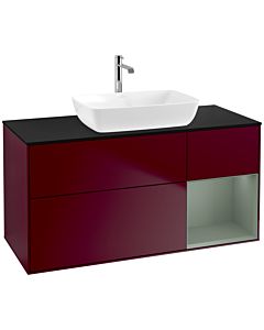 Villeroy und Boch Finion Villeroy und Boch F832GMHB 120cm, couvercle noir mat, étagères laqué olive mat, Peony Matt