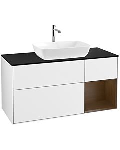 Villeroy und Boch Finion Villeroy und Boch Finion F832GNGF 120cm, cover plate black matt, shelves Walnut Veneer , glossy white lacquer