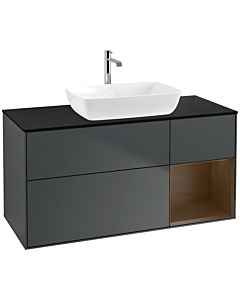 Villeroy und Boch Finion Villeroy und Boch F832GNHG 120cm, plaque de finition noir mat, étagères Walnut Veneer , Midnight Blue Matt Lacquer