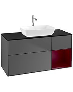 Villeroy und Boch Finion Villeroy und Boch F832HBGK 120cm, couvercle noir mat, étagères Peony laqué mat, anthracite mat