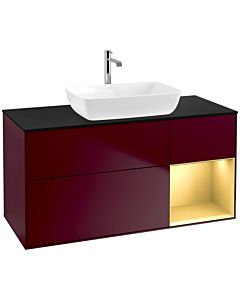 Villeroy und Boch Finion Waschtischunterschrank F832HFHB 120cm, Abdeckplatte black matt, Regale Gold matt lacquer, Peony Matt