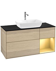 Villeroy und Boch Finion Villeroy und Boch Finion F832HFPC 120cm, cover plate black matt, shelves gold matt lacquer, Oak Veneer