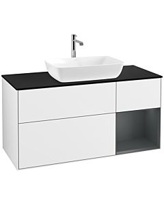 Villeroy und Boch Finion Villeroy und Boch Finion F832HGGF 120cm, cover plate black matt, shelves midnight matt lacquer, glossy white lacquer