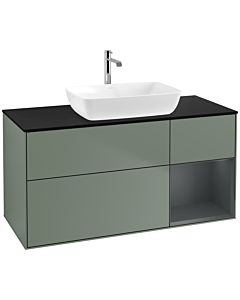 Villeroy und Boch Finion Villeroy und Boch F832HGGM 120cm, plaque de finition noir mat, étagères laqué mat minuit, Olive Matt Lacquer