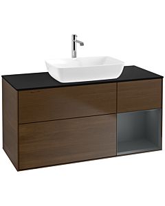 Villeroy und Boch Finion Villeroy und Boch Finion F832HGGN 120cm, cover plate black matt, shelves midnight matt lacquer, walnut veneer