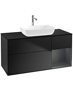 Villeroy und Boch Finion Villeroy und Boch F832HGPD 120cm, plaque de finition noir mat, étagères laqué mat minuit, laqué noir mat