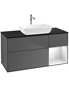 Villeroy und Boch Finion Villeroy und Boch Finion F832MTGK 120cm, cover plate black matt, shelves white matt lacquer, anthracite matt