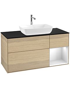 Villeroy und Boch Finion Villeroy und Boch Finion F832MTPC 120cm, cover plate black matt, shelves white matt lacquer, Oak Veneer