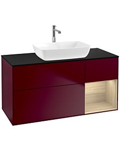 Villeroy und Boch Finion Villeroy und Boch F832PCHB 120cm, plaque de finition noir mat, étagères Oak Veneer , Peony Matt