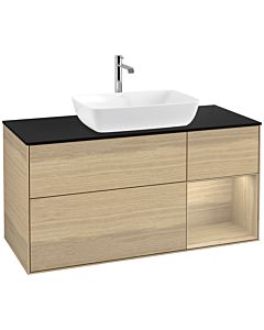 Villeroy und Boch Finion Waschtischunterschrank F832PCPC 120cm, Abdeckplatte black matt, Regale Oak Veneer, Oak Veneer