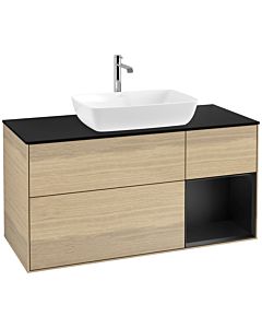 Villeroy und Boch Finion Villeroy und Boch F832PDPC 120cm, plaque de finition noir mat, étagères laqué noir mat, Oak Veneer