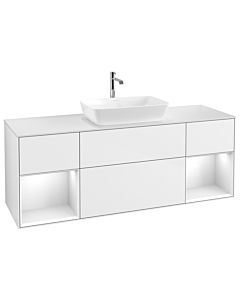 Villeroy und Boch Finion Waschtischunterschrank F861GFGF 160cm, Abdeckplatte white matt, Regale Glossy white lacquer, Glossy white lacquer