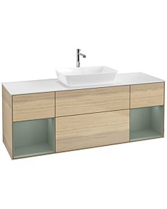 Villeroy und Boch Finion Villeroy und Boch Finion F861GMPC 160cm, cover plate white matt, shelves olive matt lacquer, Oak Veneer