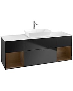 Villeroy und Boch Finion Villeroy und Boch Finion F861GNPD 160cm, cover plate white matt, shelves Walnut Veneer , black matt lacquer