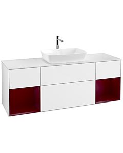 Villeroy und Boch Finion Waschtischunterschrank F861HBGF 160cm, Abdeckplatte white matt, Regale Peony matt lacquer, Glossy white lacquer