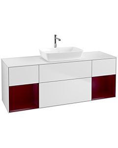 Villeroy und Boch Finion Waschtischunterschrank F861HBMT 160cm, Abdeckplatte white matt, Regale Peony matt lacquer, White matt lacquer