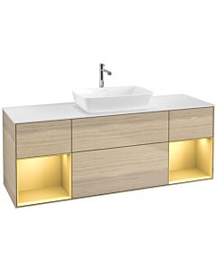 Villeroy und Boch Finion Villeroy und Boch Finion F861HFPC 160cm, cover plate white matt, shelves gold matt lacquer, Oak Veneer