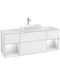 Villeroy und Boch Finion Villeroy und Boch F861MTGF 160cm, plaque de finition blanc mat, étagères laqué blanc mat, laqué blanc brillant