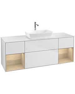 Villeroy und Boch Finion Villeroy und Boch F861PCMT 160cm, plaque de finition blanc mat, étagères Oak Veneer , laqué blanc mat
