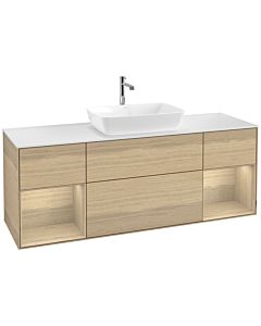 Villeroy und Boch Finion Villeroy und Boch F861PCPC 160cm, plaque de finition blanc mat, étagères Oak Veneer , Oak Veneer