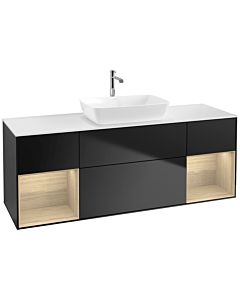 Villeroy und Boch Finion Villeroy und Boch F861PCPD 160cm, couvercle blanc mat, étagères Oak Veneer , laqué noir mat