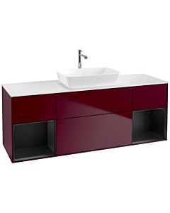 Villeroy und Boch Finion Waschtischunterschrank F861PDHB 160cm, Abdeckplatte white matt, Regale Black matt lacquer, Peony Matt