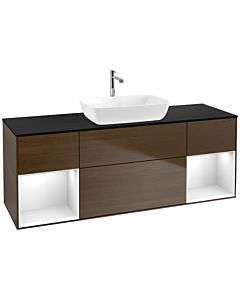 Villeroy und Boch Finion Villeroy und Boch Finion F862GFGN 160cm, cover plate black matt, shelves Glossy white lacquer, walnut veneer