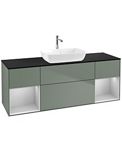 Villeroy und Boch Finion Villeroy und Boch F862GJGM 160cm, plaque de finition noir mat, étagères laqué gris clair mat, Olive Matt Lacquer