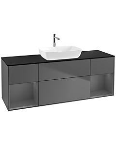 Villeroy und Boch Finion Waschtischunterschrank F862GKGK 160cm, Abdeckplatte black matt, Regale Anthracite matt lacquer, Anthracite matt