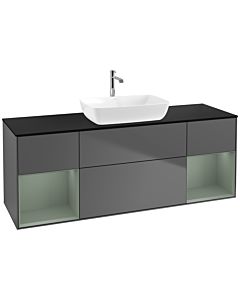 Villeroy und Boch Finion Villeroy und Boch F862GMGK 160cm, plaque de finition noir mat, étagères olive laqué mat, anthracite mat