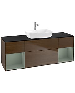 Villeroy und Boch Finion Villeroy und Boch Finion F862GMGN 160cm, cover plate black matt, shelves olive matt lacquer, walnut veneer