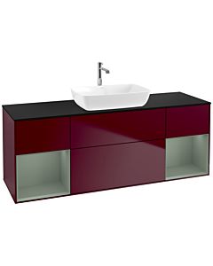 Villeroy und Boch Finion Villeroy und Boch F862GMHB 160cm, plaque de finition noir mat, étagères olive laqué mat, Peony Matt