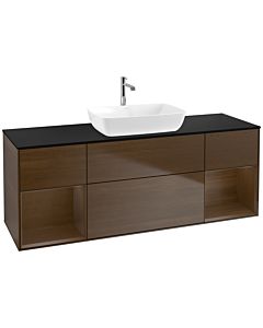 Villeroy und Boch Finion Villeroy und Boch F862GNGN 160cm, plaque de finition noir mat, étagères Walnut Veneer , placage Walnut Veneer