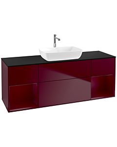 Villeroy und Boch Finion Waschtischunterschrank F862HBHB 160cm, Abdeckplatte black matt, Regale Peony matt lacquer, Peony Matt