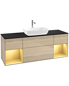 Villeroy und Boch Finion Villeroy und Boch Finion F862HFPC 160cm, cover plate black matt, shelves gold matt lacquer, Oak Veneer