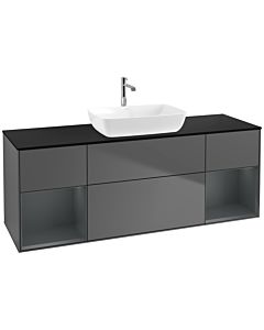 Villeroy und Boch Finion Villeroy und Boch F862HGGK 160cm, plaque de finition noir mat, étagères laqué mat minuit, anthracite mat