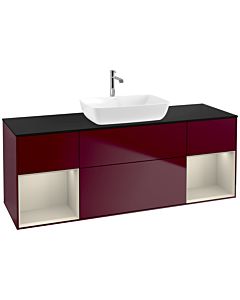 Villeroy und Boch Finion Villeroy und Boch F862HHHB 160cm, plaque de finition noir mat, étagères laqué sable sable, Peony Matt